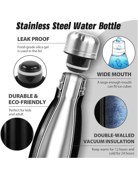 Botella de Agua Aislada Sfee 500 ml Acero Inoxidable Doble Pared Botella de Agua Aislada Sfee 500 ml Acero Inoxidable Doble Pared