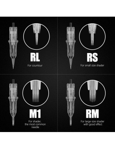 Cartuchos de Agujas de Tatuaje Kiss of Dragon 1201RL 0.35mm 20Pcs