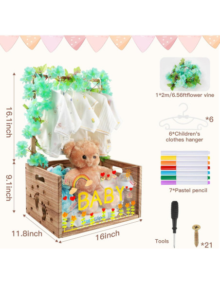 Cesta de Almacenamiento de Madera Taessv para Bebés 40.6x30x22.9cm Cesta de Almacenamiento de Madera Taessv para Bebés 40.6x30x22.9cm