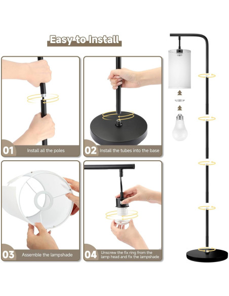 Lámpara de Pie LED Coucrek 158 cm Control Remoto 9W Negra Lámpara de Pie LED Coucrek 158 cm Control Remoto 9W Negra