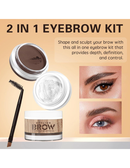 Kit de Maquillaje para Cejas UCANBE - Pomada y Gel Transparente Kit de Maquillaje para Cejas UCANBE - Pomada y Gel Transparente