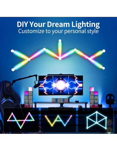 Barras de Luz LED RGB elice 9 Pcs Control WiFi y Voz