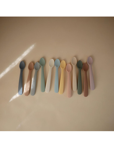 Cucharas de Silicona para Bebés Mushie - 2 Piezas Sonrosado/Arena
