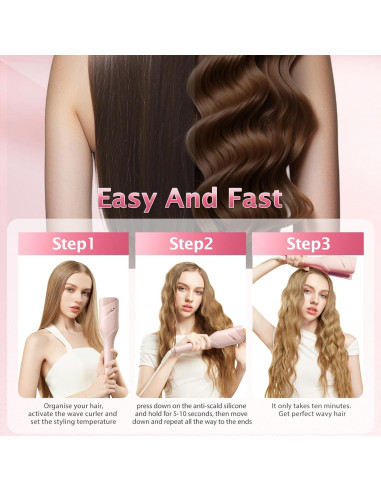 Rizador de Cabello TSUYAGLA 1.42" Cerámica Rosa Calentamiento Rápido
