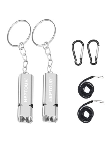 Silbato de Emergencia Heptour Doble Tubo 120dB Aluminio Plata