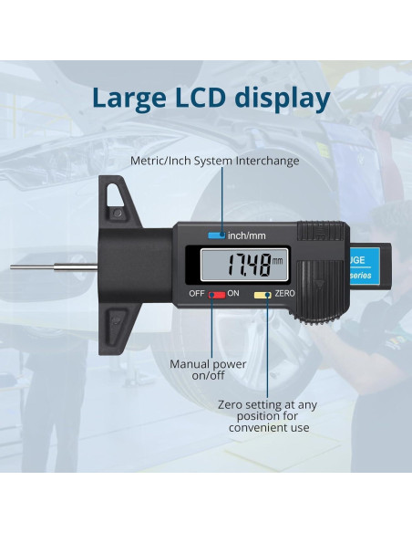 Calibrador Digital de Profundidad de Banda de Rodadura ALLmeter 0-25.4mm Calibrador Digital de Profundidad de Banda de Rodadura ALLmeter 0-25.4mm