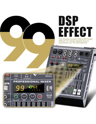 Mezclador de Audio Profesional 4 Canales SonicForce SMX4