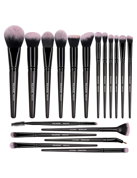 Conjunto de Pinceles de Maquillaje MAANGE 18 Pcs Sintéticos Negro Conjunto de Pinceles de Maquillaje MAANGE 18 Pcs Sintéticos Negro