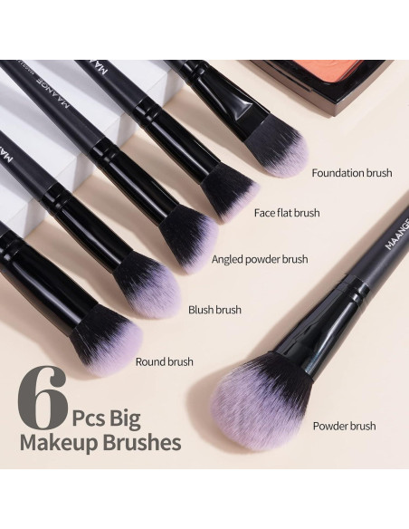 Conjunto de Pinceles de Maquillaje MAANGE 18 Pcs Sintéticos Negro Conjunto de Pinceles de Maquillaje MAANGE 18 Pcs Sintéticos Negro