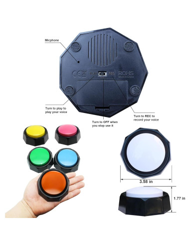 Set de Botones de Comunicación para Mascotas PENGHE - 5 Colores