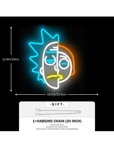 Letrero de Neón Anime Rick y Morty JanHune Dimmable 0.5kg