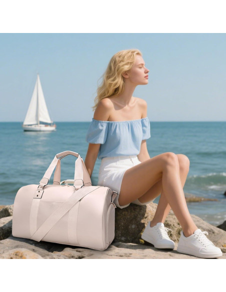 Bolsa de viaje grande Double Bus beige con compartimento para zapatos Bolsa de viaje grande Double Bus beige con compartimento para zapatos