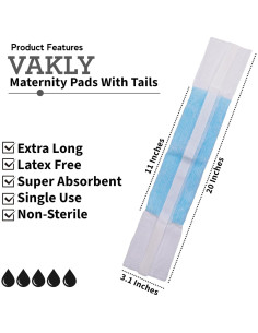 Pañales Postparto Extra Largos Vakly 24 Unidades 50.8x7.62cm 2