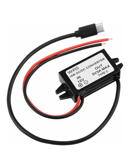 Convertidor DC 12V/24V a 5V 3A Tipo C VanFeb 15W Convertidor DC 12V/24V a 5V 3A Tipo C VanFeb 15W