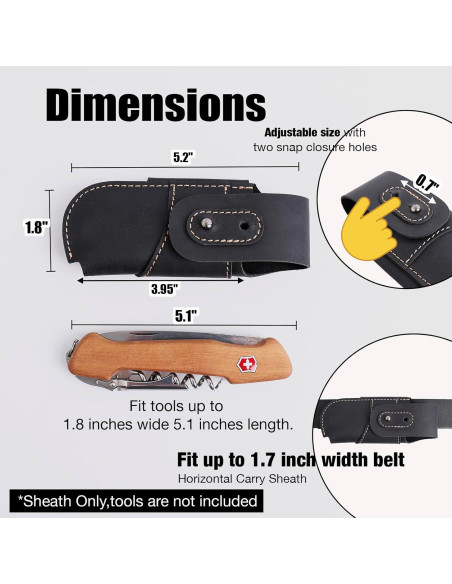 Funda de Cuchillo de Cuero Topstache EDC Horizontal Negra Funda de Cuchillo de Cuero Topstache EDC Horizontal Negra
