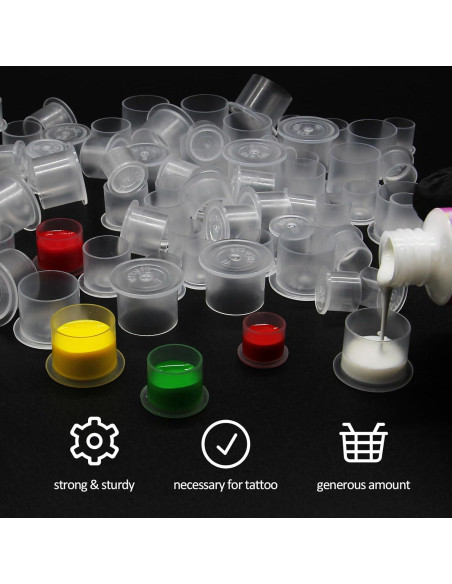 Tazas de Tinta para Tatuajes Autdor 300 Pcs 17mm Desechables Tazas de Tinta para Tatuajes Autdor 300 Pcs 17mm Desechables