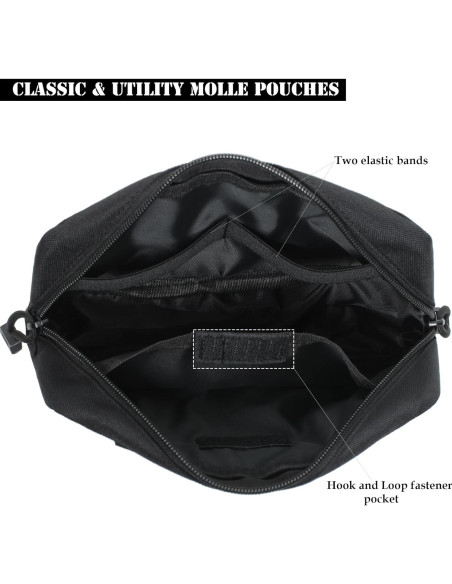 Paquete de 2 Bolsas Tácticas Molle Katadem - Nylon Negro Paquete de 2 Bolsas Tácticas Molle Katadem - Nylon Negro