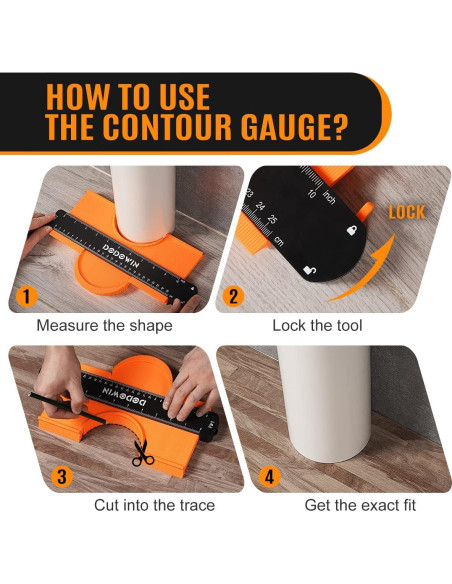 Medidor de Contorno con Bloqueo Dodowin 10 Pulgadas Naranja Medidor de Contorno con Bloqueo Dodowin 10 Pulgadas Naranja