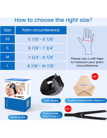 Férula de Pulgar Velpeau CMC Gris Mano Izquierda XS Férula de Pulgar Velpeau CMC Gris Mano Izquierda XS