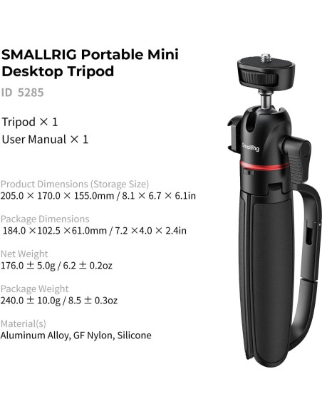 Trípode Mini Extensible SmallRig 5285 para Cámara y Smartphone Trípode Mini Extensible SmallRig 5285 para Cámara y Smartphone