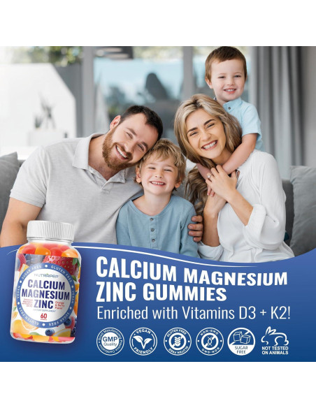 Gomas de Calcio Magnesio Zinc NutraPep 180g Veganas Sin Azúcar Gomas de Calcio Magnesio Zinc NutraPep 180g Veganas Sin Azúcar