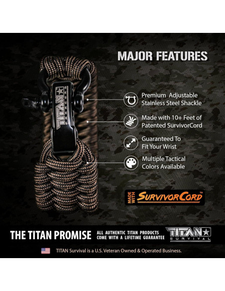 Pulsera de Supervivencia Titan Paracord Negra Grande 20-22 cm Pulsera de Supervivencia Titan Paracord Negra Grande 20-22 cm