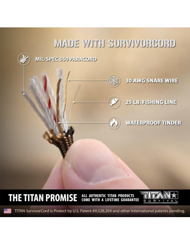 Pulsera de Supervivencia Titan Paracord Negra Grande 20-22 cm