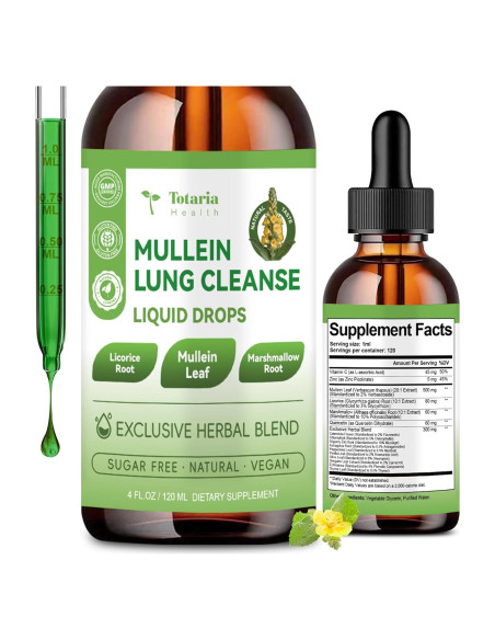 Gotas de Mullein Totaria 120ml - Desintoxicación Pulmonar Gotas de Mullein Totaria 120ml - Desintoxicación Pulmonar
