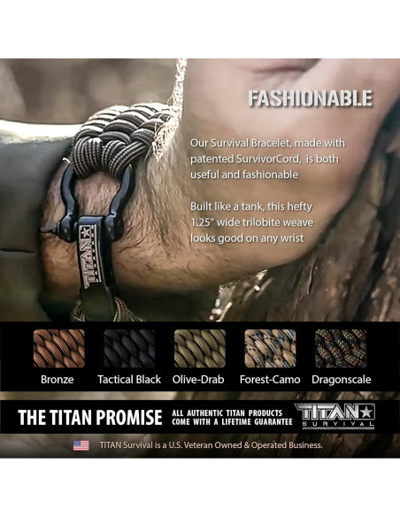 Pulsera de Supervivencia Titan Paracord Negra Grande 20-22 cm Pulsera de Supervivencia Titan Paracord Negra Grande 20-22 cm