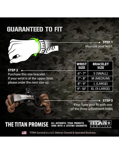 Pulsera de Supervivencia Titan Paracord Negra Grande 20-22 cm Pulsera de Supervivencia Titan Paracord Negra Grande 20-22 cm