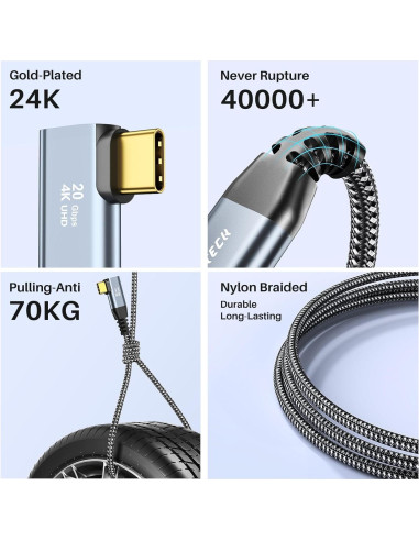 Cable USB C a USB C 2.01m 4K 20Gbps Carga Rápida 100W