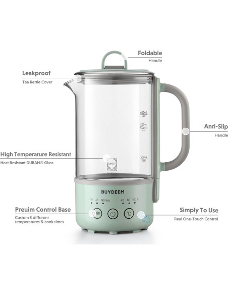 Hervidor Eléctrico BUYDEEM K313 0.6L Acero Inoxidable Verde Hervidor Eléctrico BUYDEEM K313 0.6L Acero Inoxidable Verde