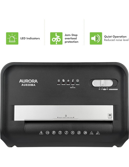 Trituradora de Papel Aurora AU830MA Micro-Corte 8 Hojas Trituradora de Papel Aurora AU830MA Micro-Corte 8 Hojas
