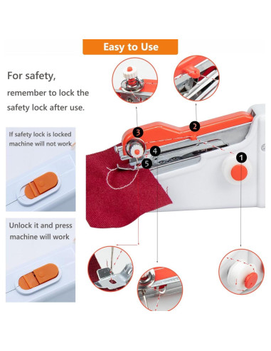 Máquina de Coser de Mano Mejorada para Principiantes - Naranja