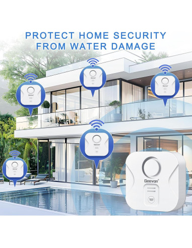 Detectores de Fugas de Agua Geevon 5 Pack con Alarma 100dB
