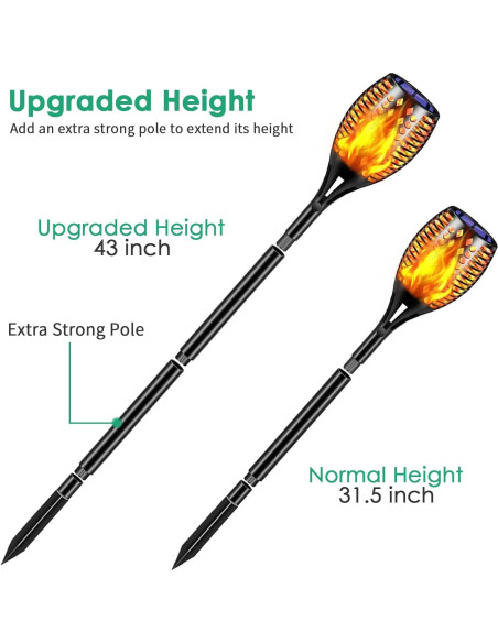 Antorchas Solares TomCare 4 Piezas 109 cm Llamas LED Antorchas Solares TomCare 4 Piezas 109 cm Llamas LED