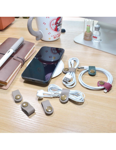 Organizador de Cables CAILLU Gris de Cuero para Auriculares