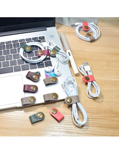 Organizador de Cables CAILLU Gris de Cuero para Auriculares
