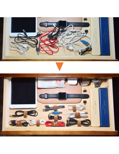 Organizador de Cables CAILLU Gris de Cuero para Auriculares