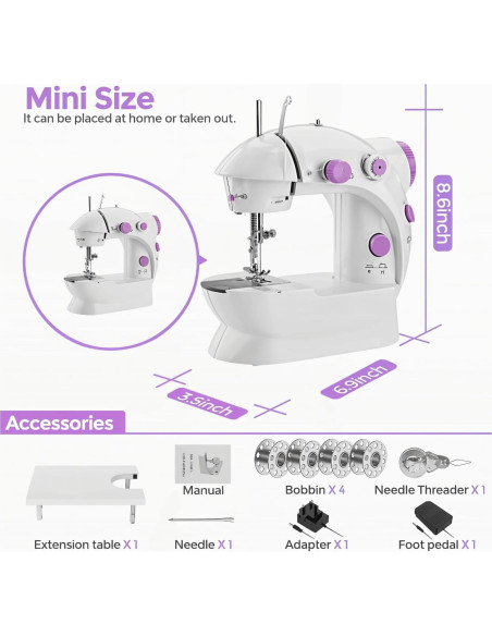 Máquina de Coser Mini Amazon TYM MCJ-0084-SM con Kit 56 Piezas Máquina de Coser Mini Amazon TYM MCJ-0084-SM con Kit 56 Piezas
