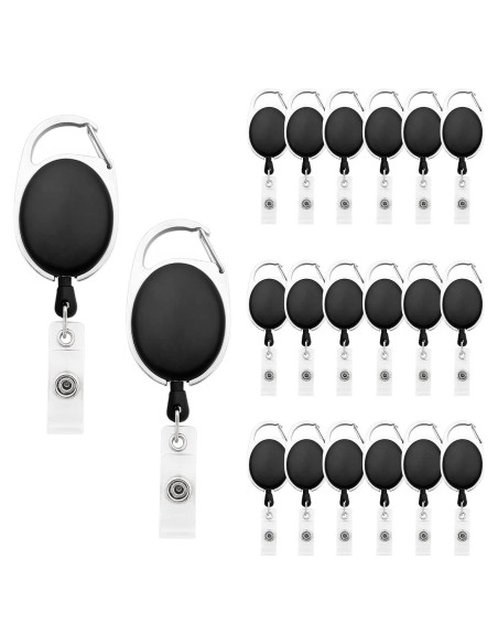 Fushing 20 Sujetadores Identificación Retráctiles Clip Negro Fushing 20 Sujetadores Identificación Retráctiles Clip Negro