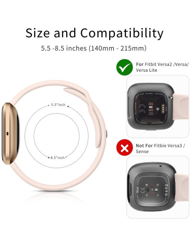 Bandas de Silicona AK para Fitbit Versa 2 - Rosa Arena