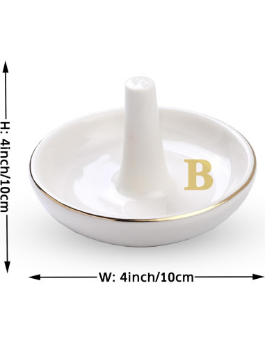 Plato Soporte para Anillos LZBALUYO Inicial B Cerámica