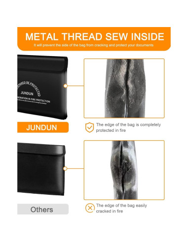 Bolsa a Prueba de Fuego JUNDUN 35.56x26.42cm Negra Grande