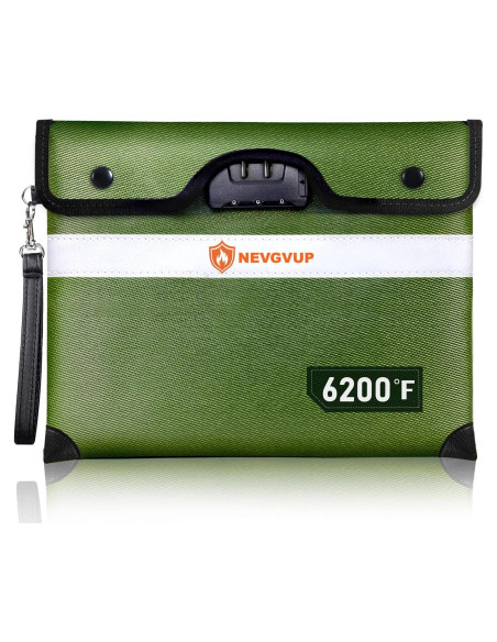Bolsa de Documentos a Prueba de Fuego NEVGVUP 33x25cm Verde Bolsa de Documentos a Prueba de Fuego NEVGVUP 33x25cm Verde
