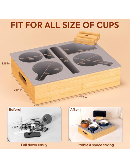 Bandeja Caddy para Sofá HouseJoy Gris con Soporte para Teléfono Bandeja Caddy para Sofá HouseJoy Gris con Soporte para Teléfono