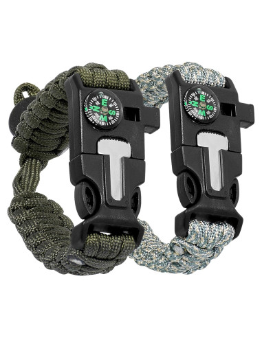 ACOWAY Pulseras de Supervivencia Paracord Hechas a Mano - 25x2.5cm
