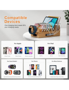 Estación de Carga de Bambú Pezin & Hulin para 7 Dispositivos 2