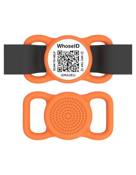 Etiqueta de Identificación para Perro WhoseID Naranja QR NFC Etiqueta de Identificación para Perro WhoseID Naranja QR NFC