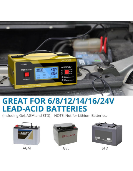 Cargador de Batería Automotriz AUTOUTLET AM551eu 6-24V 10A Cargador de Batería Automotriz AUTOUTLET AM551eu 6-24V 10A